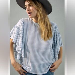 Anthropologie Pilcro Flutter Sleeve Top